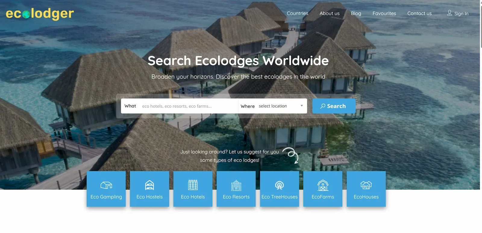 Web de Ecolodger, directorio de alojamientos ecológicos